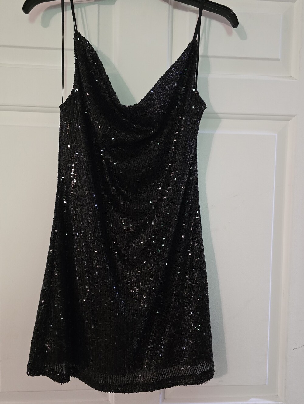 Shinestar Black Sequin Slip Dress